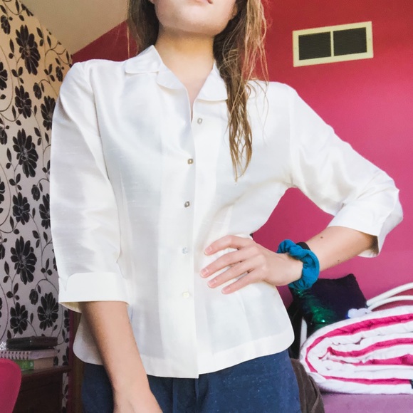 white silk dress shirt womens